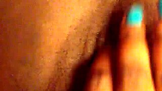 Ebony Girl Fingers Her Pretty Pussy Close Up