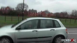 british blonde flashes in public