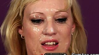 Beautiful job of facial and cumshot on a fuck doll
