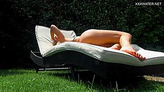 Yo, check this half-Russian Spanish babe Irina Cage swimming nude by the pool!