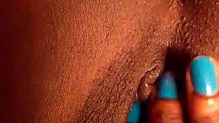 Ebony Girl Fingers Her Pretty Pussy Close Up