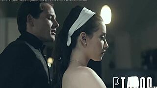 I see Aria Lee deepthroating and licking cum from natural tits