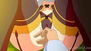 I can’t stop watching this busty blonde maid in hot hentai action!