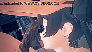 Blue archive ryuka kisaki performs intense blowjob in hentai anime style