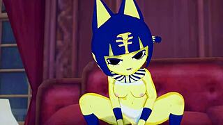 Ankha Rides Thick Cock Hard in Bedroom Scene