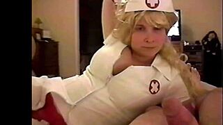 Busty Brunette Roleplaying Blonde Nurse Sucking Patients Big Cock