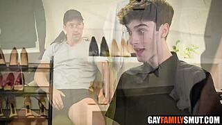 Step Uncle Blowjob And Fucking Young Guy Behind Step Aunt