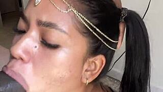 cute 18 year old girl treats a good cock with deepthroat in amateur couple scene