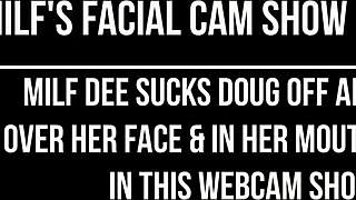 Sunt obsedat de show-ul cam al acestei MILF, suge și ia facial!