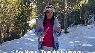 Ava moore gets surprised by skiers while masturbating her ass in vlog