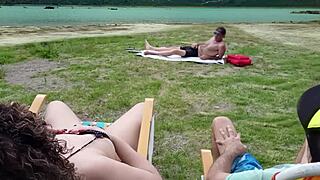 Beautiful Gay Voyeur Masturbating On Beach While Flashing Huge Cock