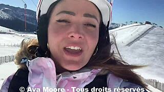 Ava moore gets surprised by skiers while masturbating her ass in vlog