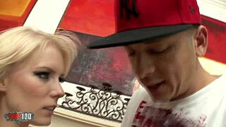 Blonde Babe's Mouth And Wet Pink Pussy Get Deepthroated Hard