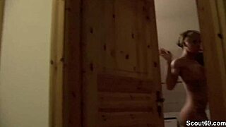 German hot teen 18+ in stockings nails a perfect blowjob in bathtub POV