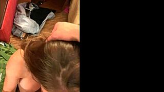 mature woman experiences facial and swallowing for the first time