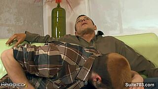 Married guy sucks big cock and gets cum from gay stud