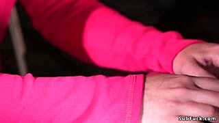 hey, watch this brunette take double banging!