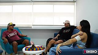 Teasing my hermanastro's gay friend while we're alone at home