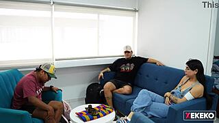 Teasing my hermanastro's gay friend while we're alone at home