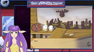 In avatar the last airbender, a guard gives blowjob to muscular trainer