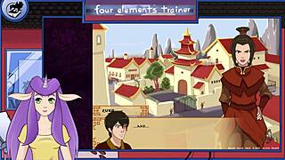 In avatar the last airbender, a guard gives blowjob to muscular trainer