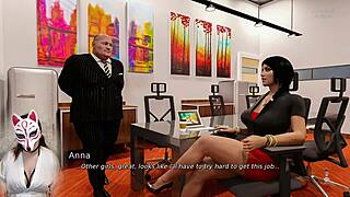 Anna exciting affection during job interview in tight skirt