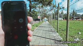 A hot latina from the street gets picked up for a hardcore blowjob interview.