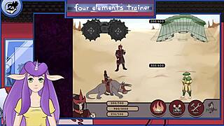 In avatar the last airbender, a guard gives blowjob to muscular trainer