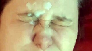 Amateur Gets Face Cum Dumped