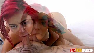 rough face fucking contrasts with deepthroat on monster cock