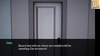 My New Family 47 - Redhead Cartoon Babe Shows Off Shaved Pussy In Erotic Game Scene.