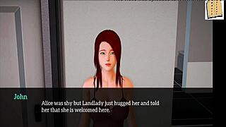 My New Family 47 - Redhead Cartoon Babe Shows Off Shaved Pussy In Erotic Game Scene.