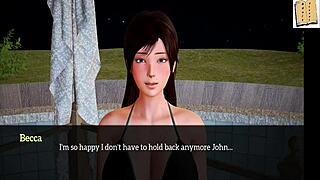 My New Family 47 - Redhead Cartoon Babe Shows Off Shaved Pussy In Erotic Game Scene.