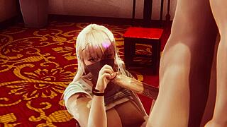 Yo, check this uncensored 3D anime hentai with a hot gyaru at home