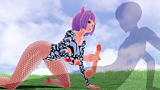 3d hentai anime features big ass and tits in fishnet with riding and squirting
