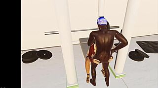 fucking the teen in gym with big cock in 3d.