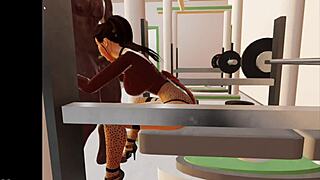 fucking the teen in gym with big cock in 3d.