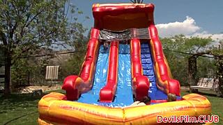 Gangbang Lesbos Toying Pussy and Ass in Outdoor Orgy Scene