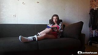 Spycam catches stepsister fingering her tight pussy to orgasm