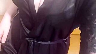 Wife fiercely fingers her tight pussy on camera for husband