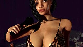 Ebony singer performs in 3d interracial scene