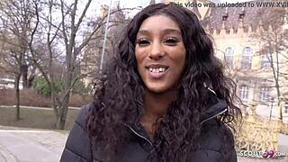 german scout finds ebony bombshell for intense outdoor pickup action