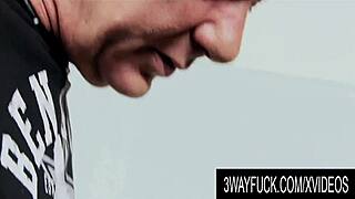 busty scottish blonde christine love takes spit roast threesome