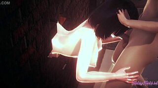 Naruto Hentai 3D Threesome Hinata Blowjob and Fucked Through Wall