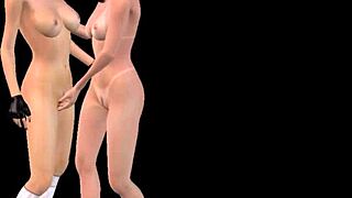 i feel excited by two cute girls' lesbian fun in 3d cartoon