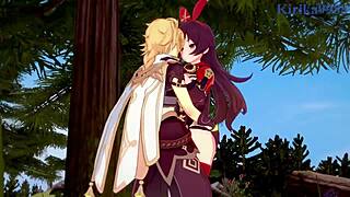Amber and Fischl in Wild 3D Sex with Aether - Genshin Impact!