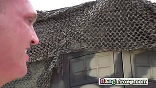 Superior officer orders soldiers to thrust hard in military orgy hole.