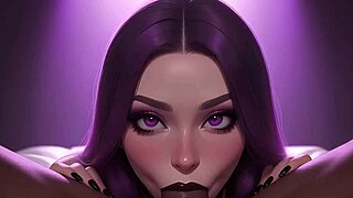 Cute gothic girl craves big black cock in pov blowjob