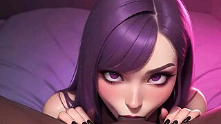 Cute gothic girl craves big black cock in pov blowjob