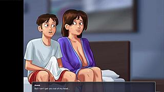 Summertime Saga - Caught Masturbating by Busty Mature Stepmom in Wild Scene